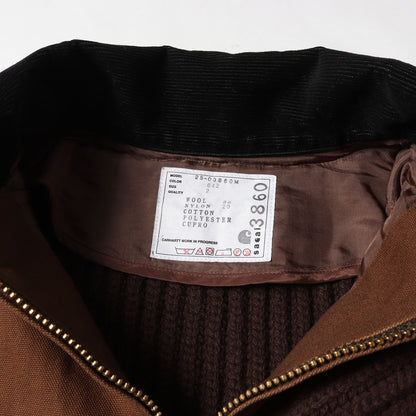 25AW × Carhartt WIP ウォッシュド加工 ダックキャンバス ニット コンビ ジャケット (Washed Duck x Wool Knit Blouson)