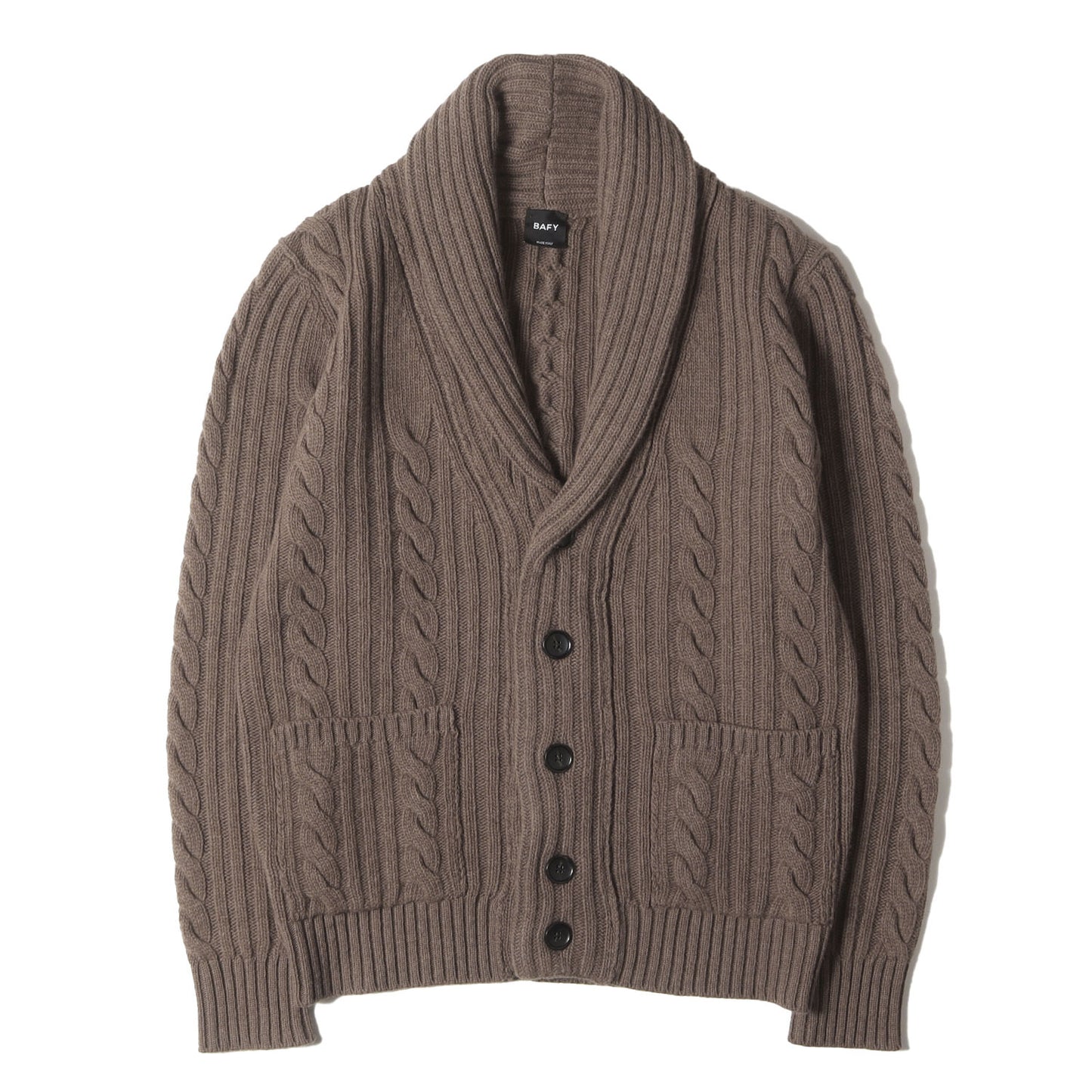 ショールカラー ケーブルニット カーディガン