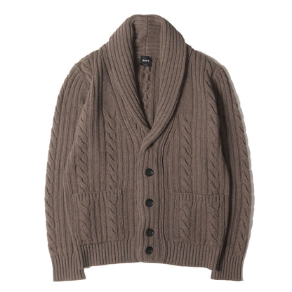 ショールカラー ケーブルニット カーディガン