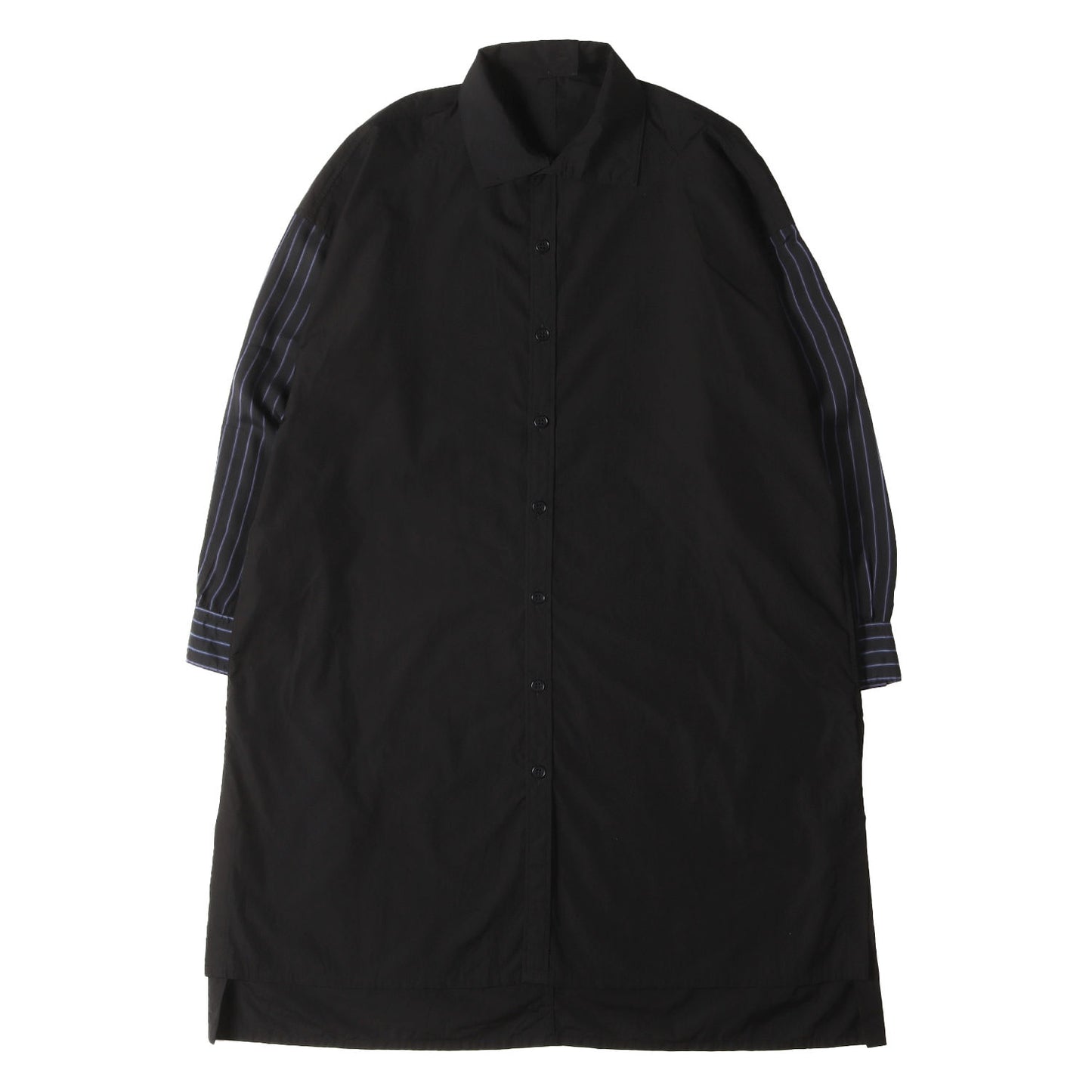 ストライプ スリーブ 切替 変型 ロング シャツ (Products dyed Stripe Sleeve Shirts) / POUR HOMME