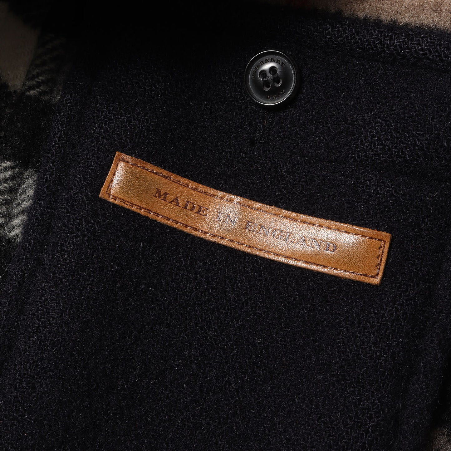 裏地チェック ウール モッサ ロング ダッフルコート / BRIT MADE IN ENGLAND