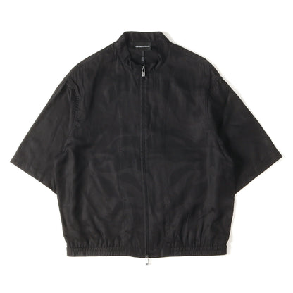 24SS フローラル ダブルジップ 半袖 シャツ (ASV full-zip shirt jacket in oversized floral Lyocell jacquard)