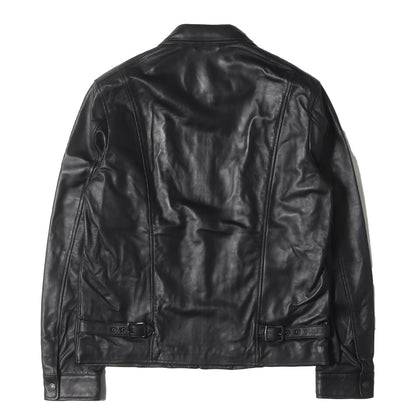 ラムレザー 衿付 シングルライダースジャケット
