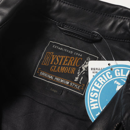 ラムレザー 衿付 シングルライダースジャケット