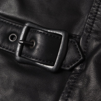 ラムレザー 衿付 シングルライダースジャケット