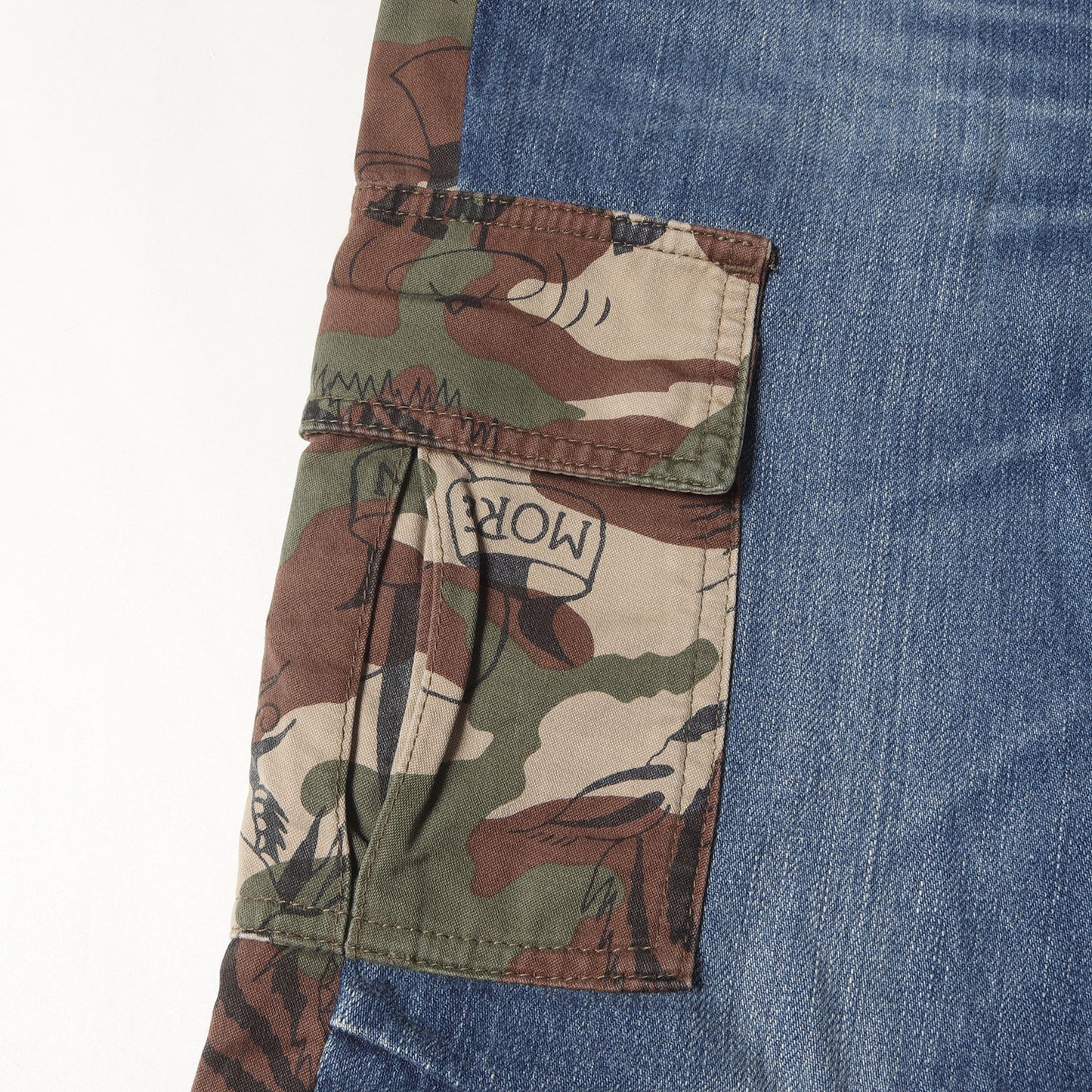 USED加工 デニム×アーミーサテンカーゴパンツ