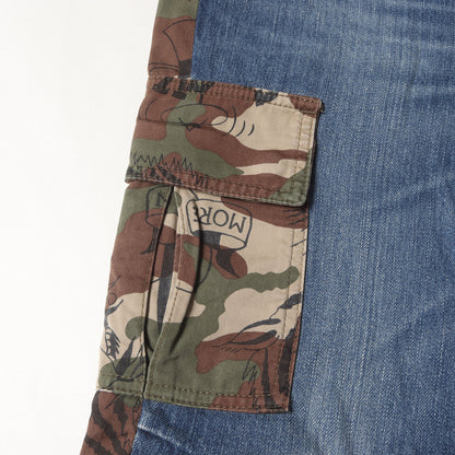 USED加工 デニム×アーミーサテンカーゴパンツ