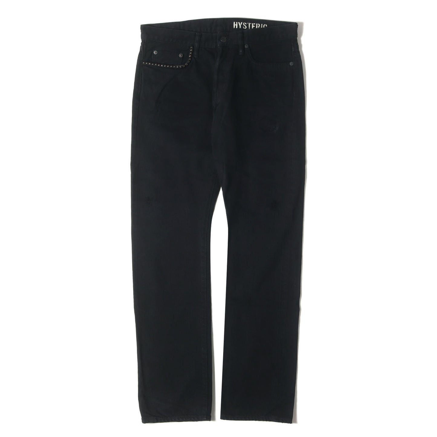 RW CLASH加工 ブラックデニム ストレートパンツ