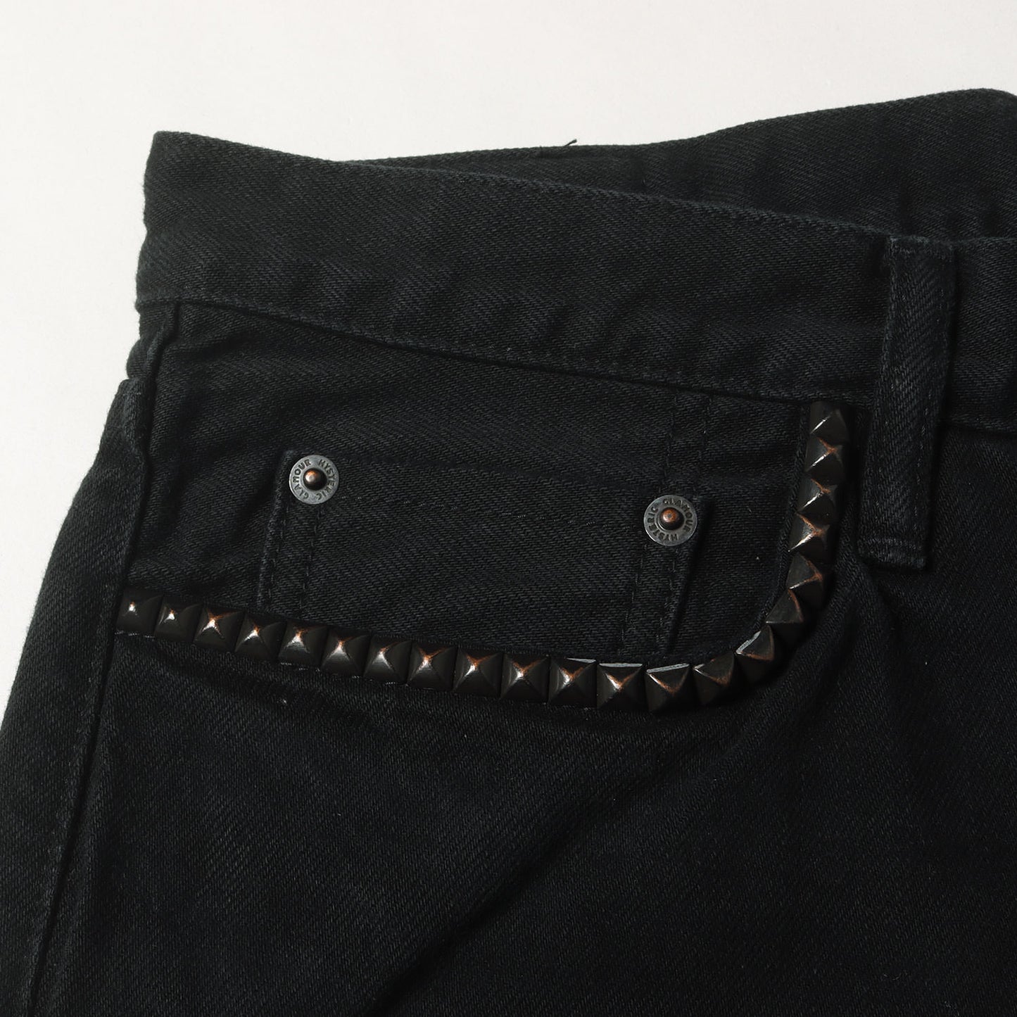 RW CLASH加工 ブラックデニム ストレートパンツ