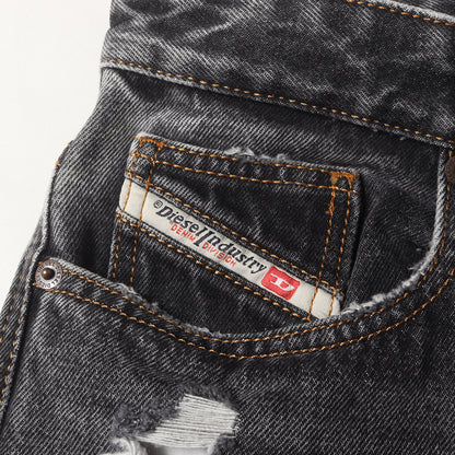 25AW ダメージ加工 ワイド ストレート デニムパンツ (D-RISE)