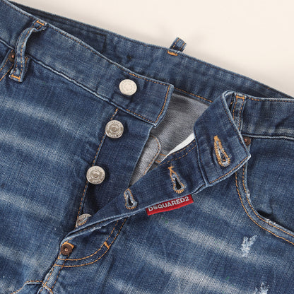 クラッシュリペア加工 スキニー デニム パンツ (Tidy Biker Jean)