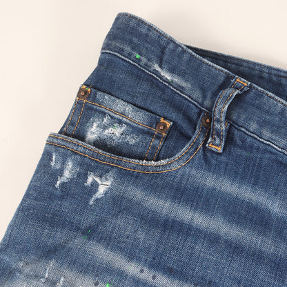 クラッシュリペア加工 スキニー デニム パンツ (Tidy Biker Jean)