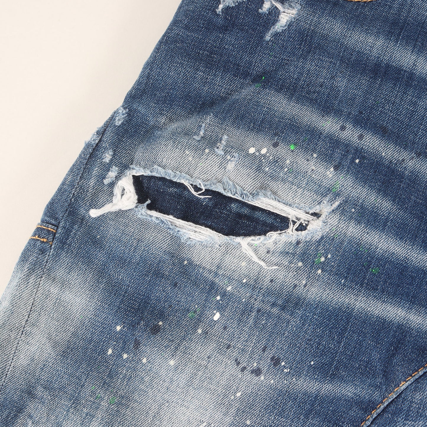 クラッシュリペア加工 スキニー デニム パンツ (Tidy Biker Jean)