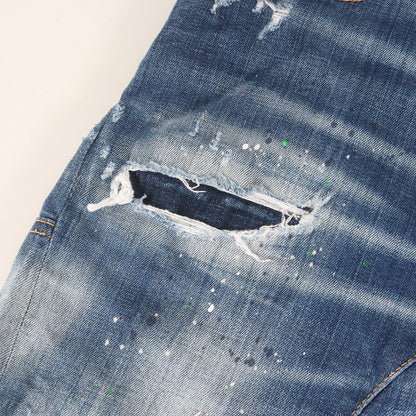 クラッシュリペア加工 スキニー デニム パンツ (Tidy Biker Jean)