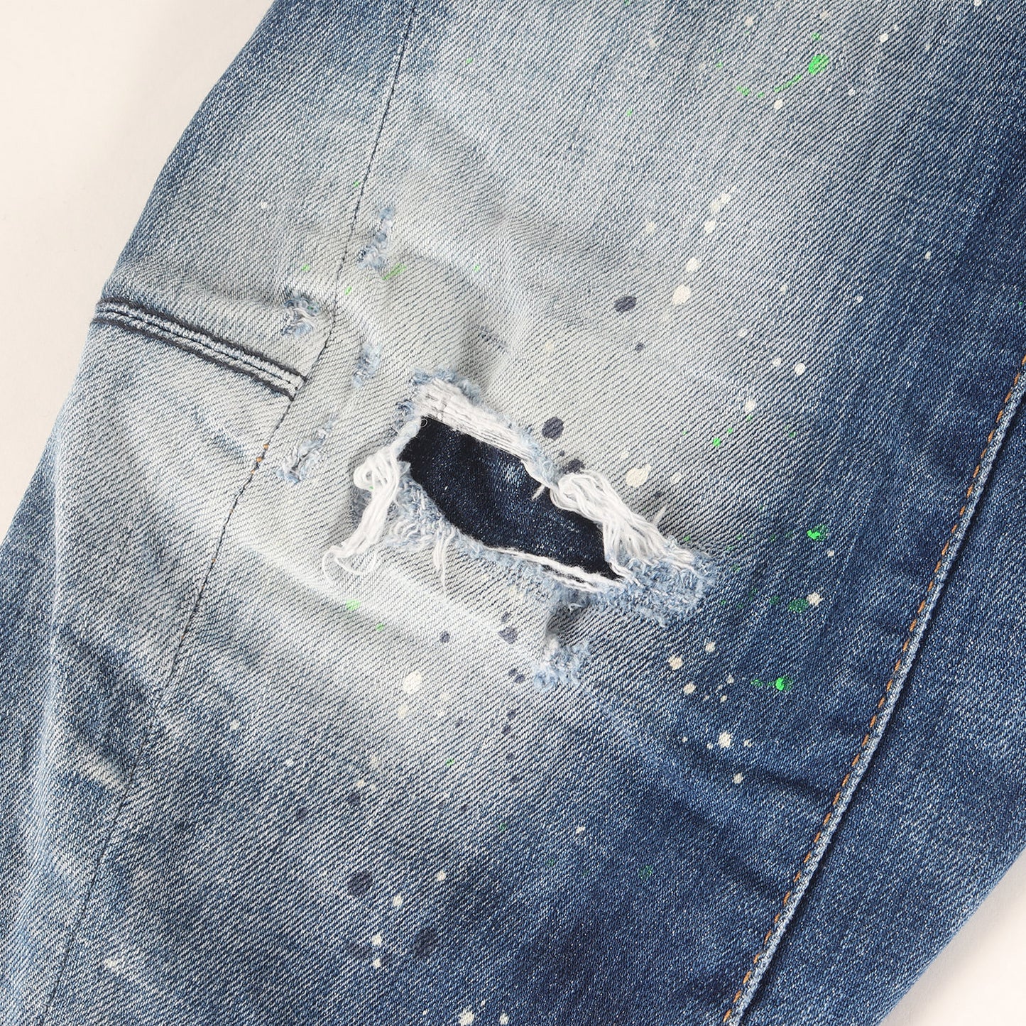 クラッシュリペア加工 スキニー デニム パンツ (Tidy Biker Jean)