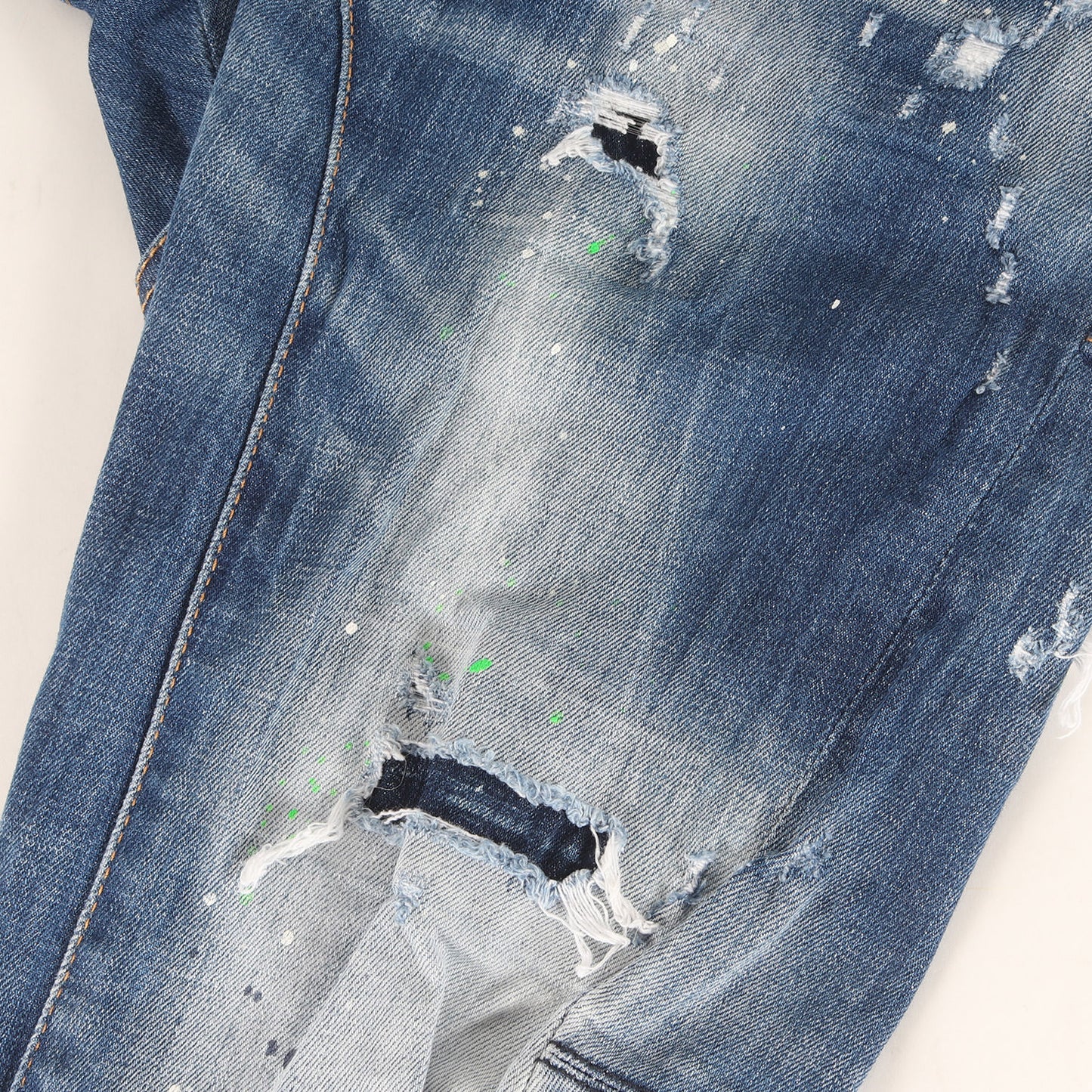 クラッシュリペア加工 スキニー デニム パンツ (Tidy Biker Jean)