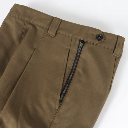 21AW ワンタック ターンアップヘム テーパード パンツ (COTTON WOOL DRILL PANT)