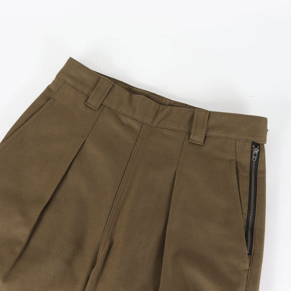 21AW ワンタック ターンアップヘム テーパード パンツ (COTTON WOOL DRILL PANT)