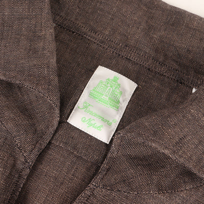 イタリアンカラー メランジ リネン ドレスシャツ