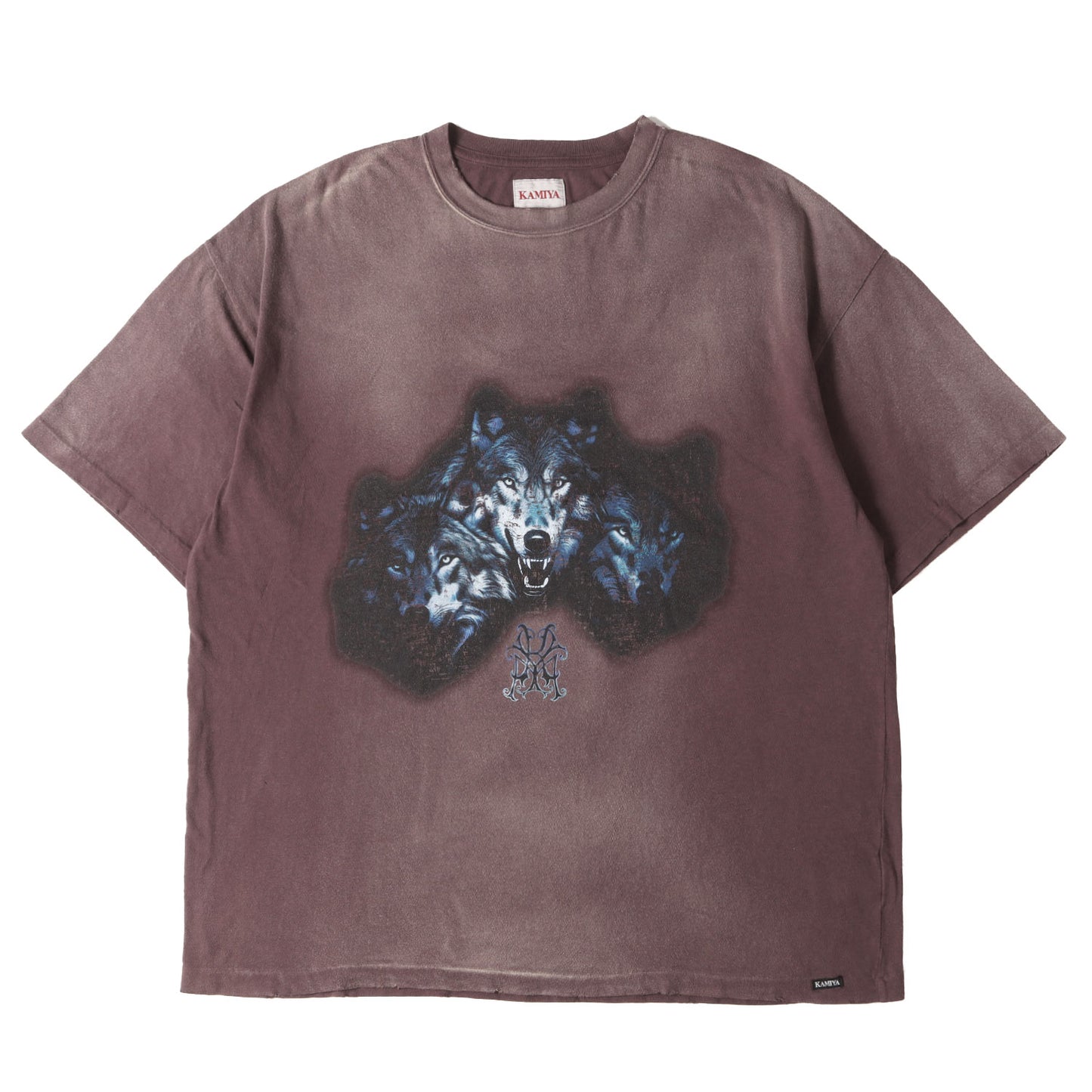 25SS ヴィンテージ加工 グラフィック Tシャツ (KMY WOLF Distressed Tee)