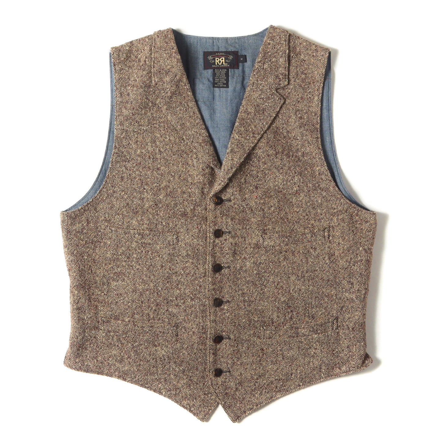 ヴィンテージ加工 バックパッチワーク ノッチドラペル ツイード ジレ ベスト