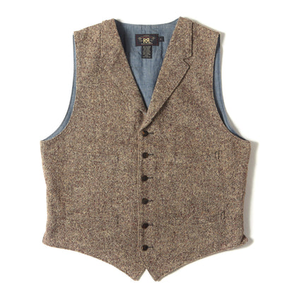 ヴィンテージ加工 バックパッチワーク ノッチドラペル ツイード ジレ ベスト