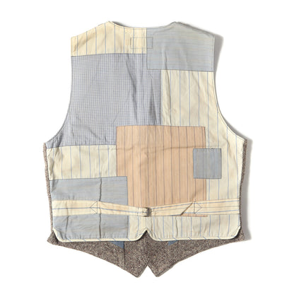 ヴィンテージ加工 バックパッチワーク ノッチドラペル ツイード ジレ ベスト