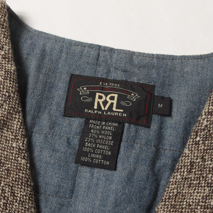 ヴィンテージ加工 バックパッチワーク ノッチドラペル ツイード ジレ ベスト