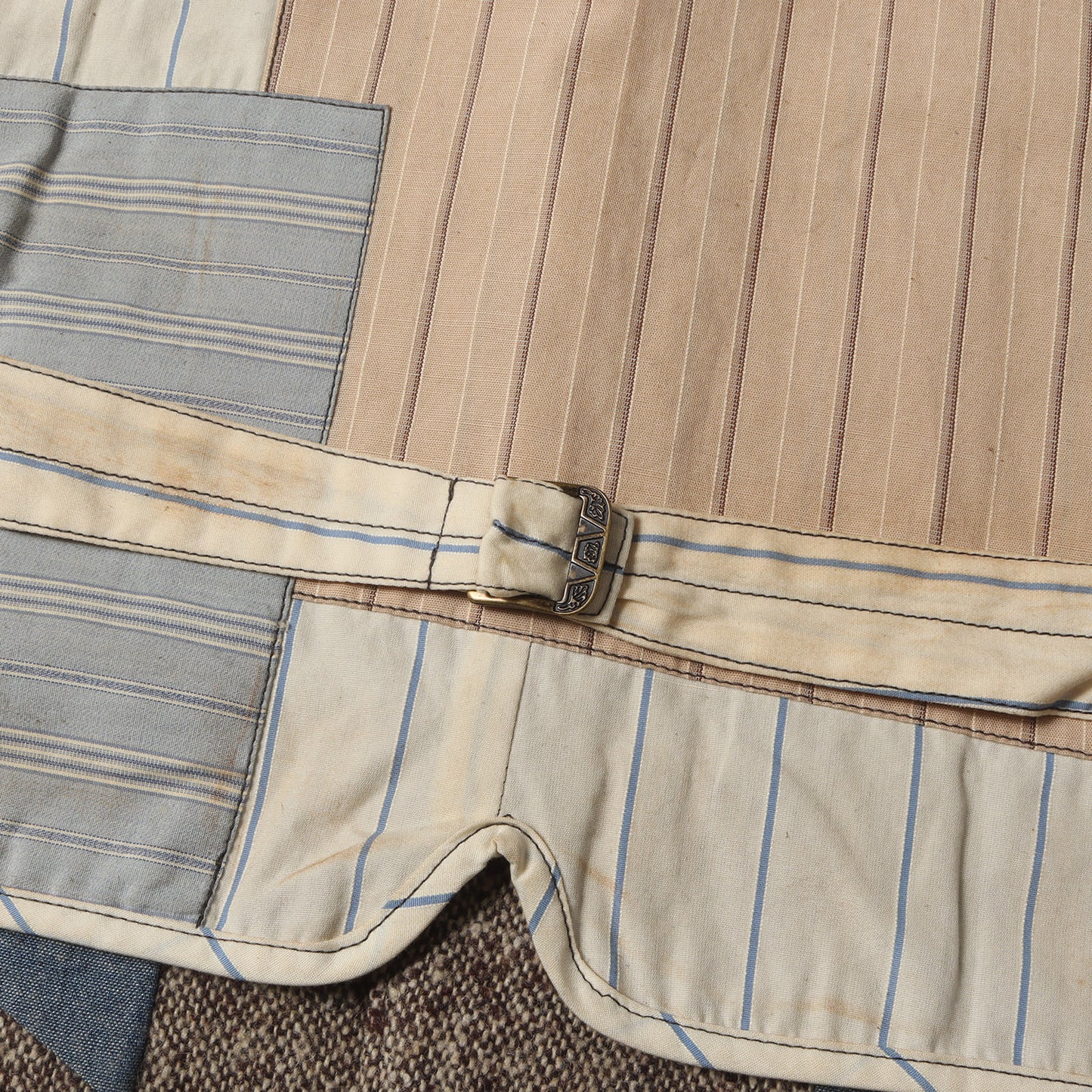 ヴィンテージ加工 バックパッチワーク ノッチドラペル ツイード ジレ ベスト