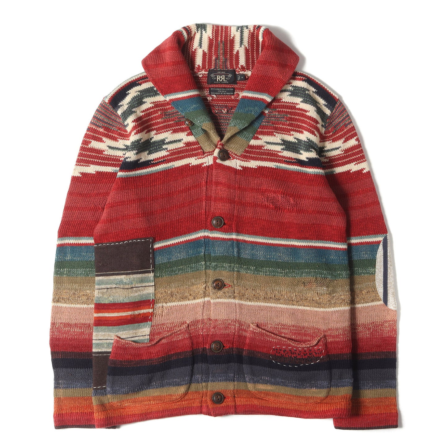 ヴィンテージ加工 ネイティブ ボーダー ショール カーディガン / EXCLUSIVE OF DECORATION