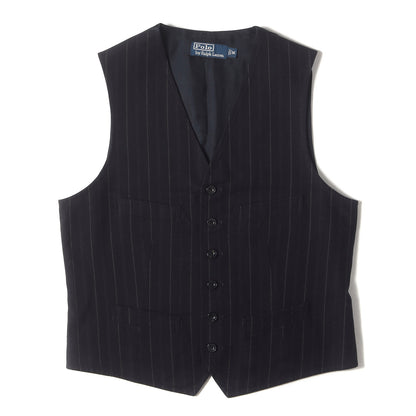 チョークストライプ コットンウール ジレ ベスト