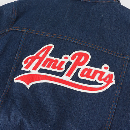 ロゴ ワッペン 刺繍 デニム トラッカー ジャケット