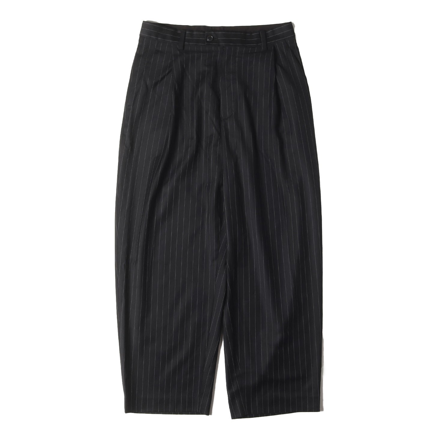 22AW ワンタック ピンストライプ ウール トラウザー スラックス (WOOL STRIPE 1 TUCK PANTS)