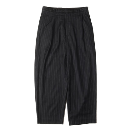 22AW ワンタック ピンストライプ ウール トラウザー スラックス (WOOL STRIPE 1 TUCK PANTS)
