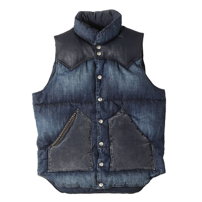 × Rocky Mountain Featherbed レザー ウエスタンヨーク デニム ダウンベスト