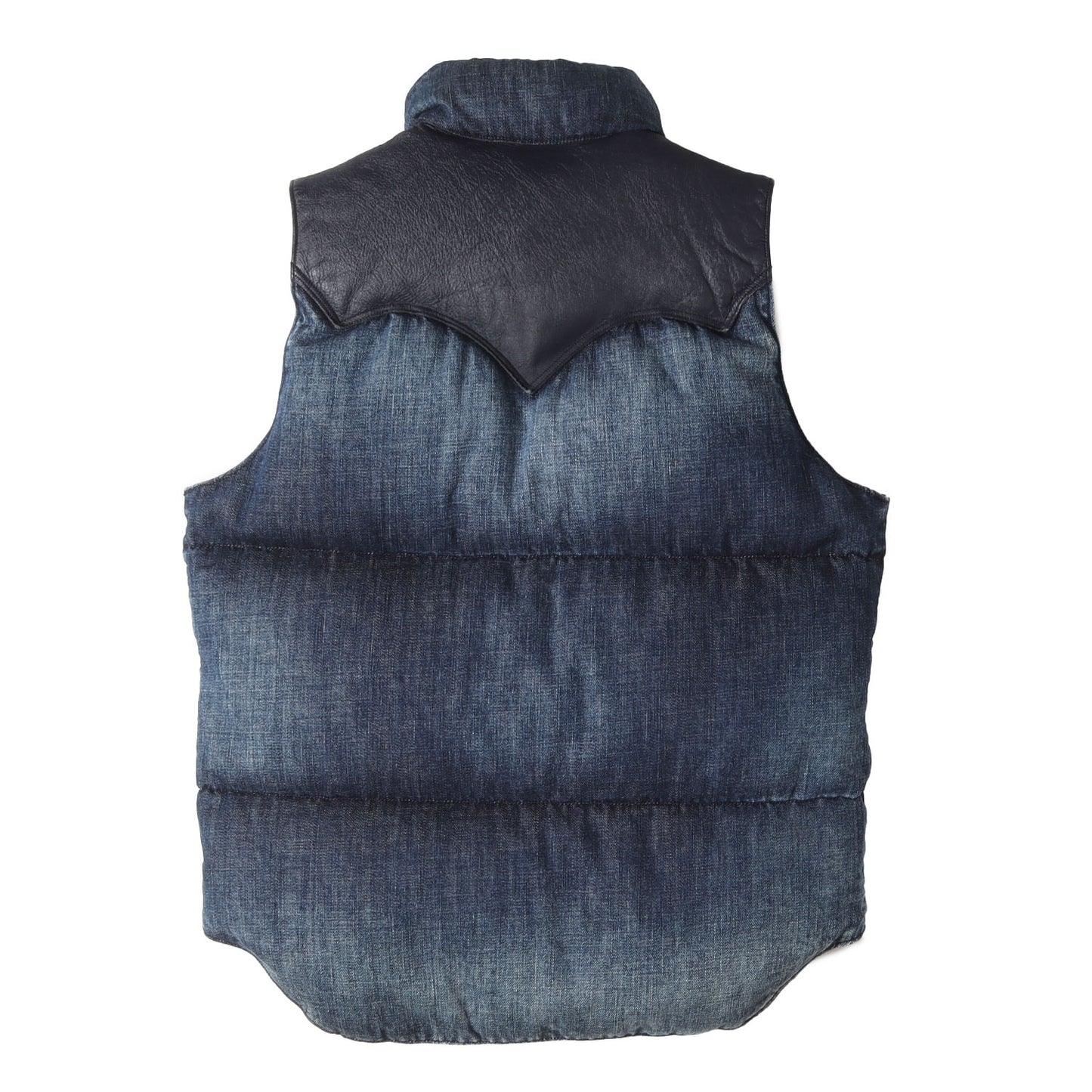 × Rocky Mountain Featherbed レザー ウエスタンヨーク デニム ダウンベスト