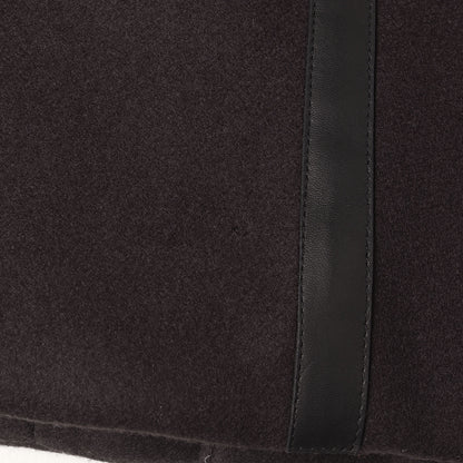 レザーパイピング ウールフラノ フーデッド ロング コート