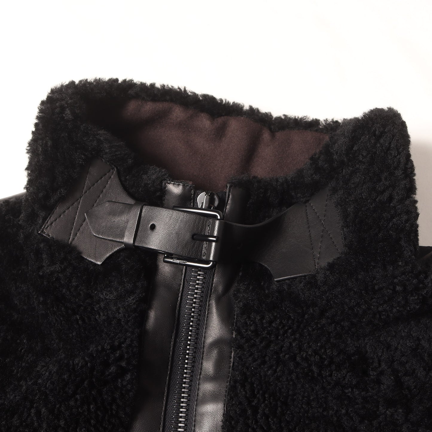 ジップアップ パテッド ムートン ジャケット