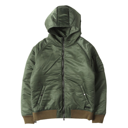 ハイネック フーデッド ミリタリー フライト ボンバー ジャケット (High Neck Hooded MA-1 Type Jacket)