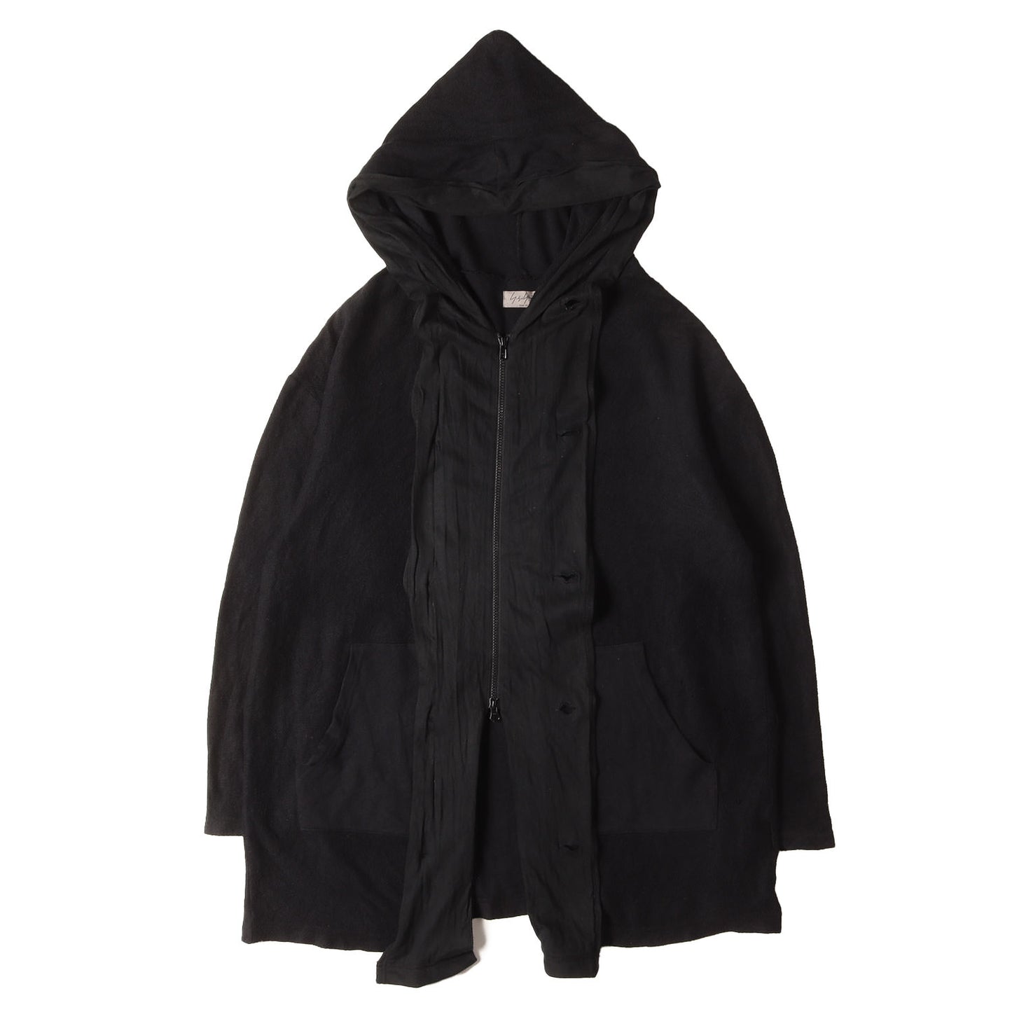 裏毛 変型 ダブルジップ パーカー コート / POUR HOMME