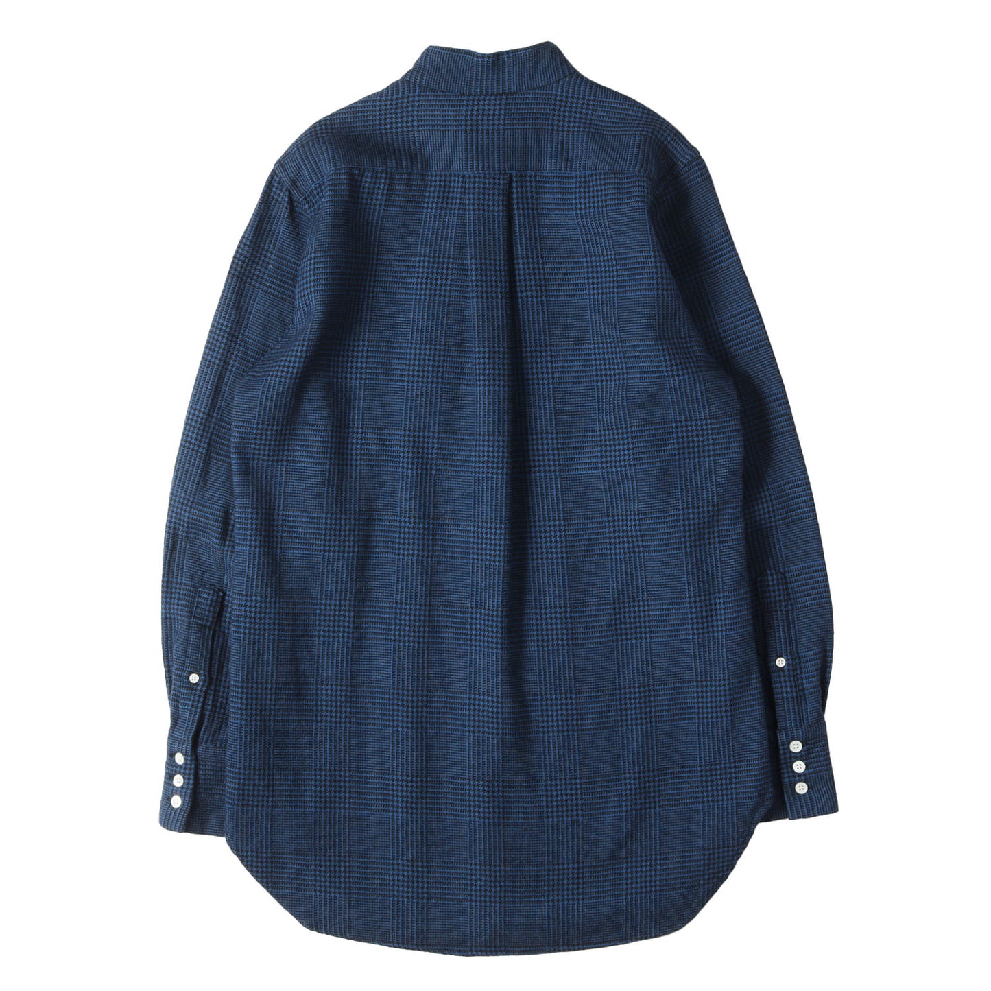 グレンチェック バンドカラー ウールフランネル ロング シャツ