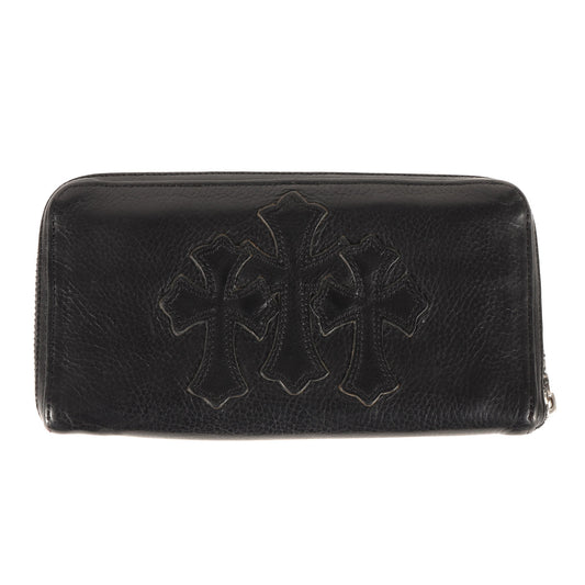 REC Fジップ 3セメタリークロスパッチ ロング ウォレット (REC F ZIP #2 3CEMETERY BLACK HEAVY LEATHER)