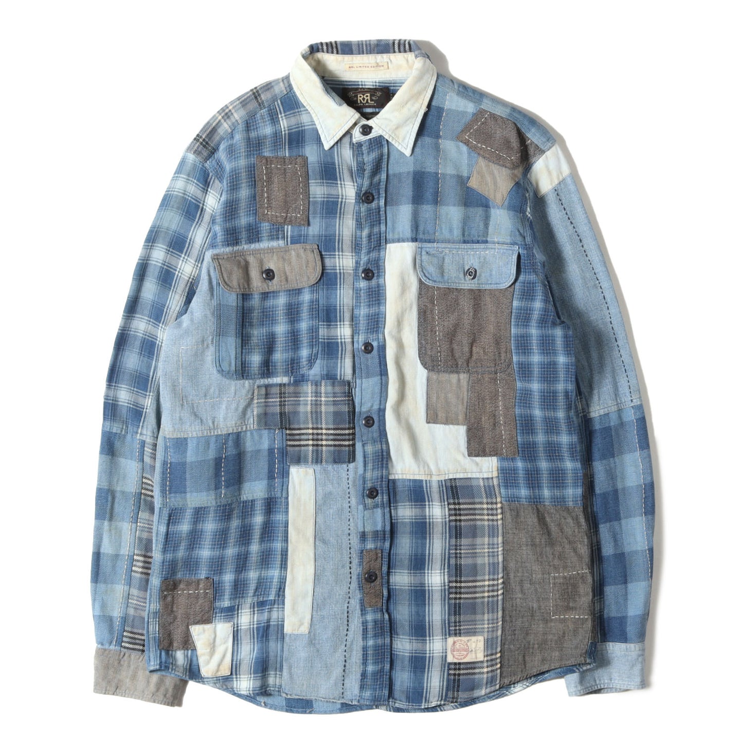 LIMITED EDITION 112着限定 刺し子 インディゴ染め パッチワーク フランネル シャツ