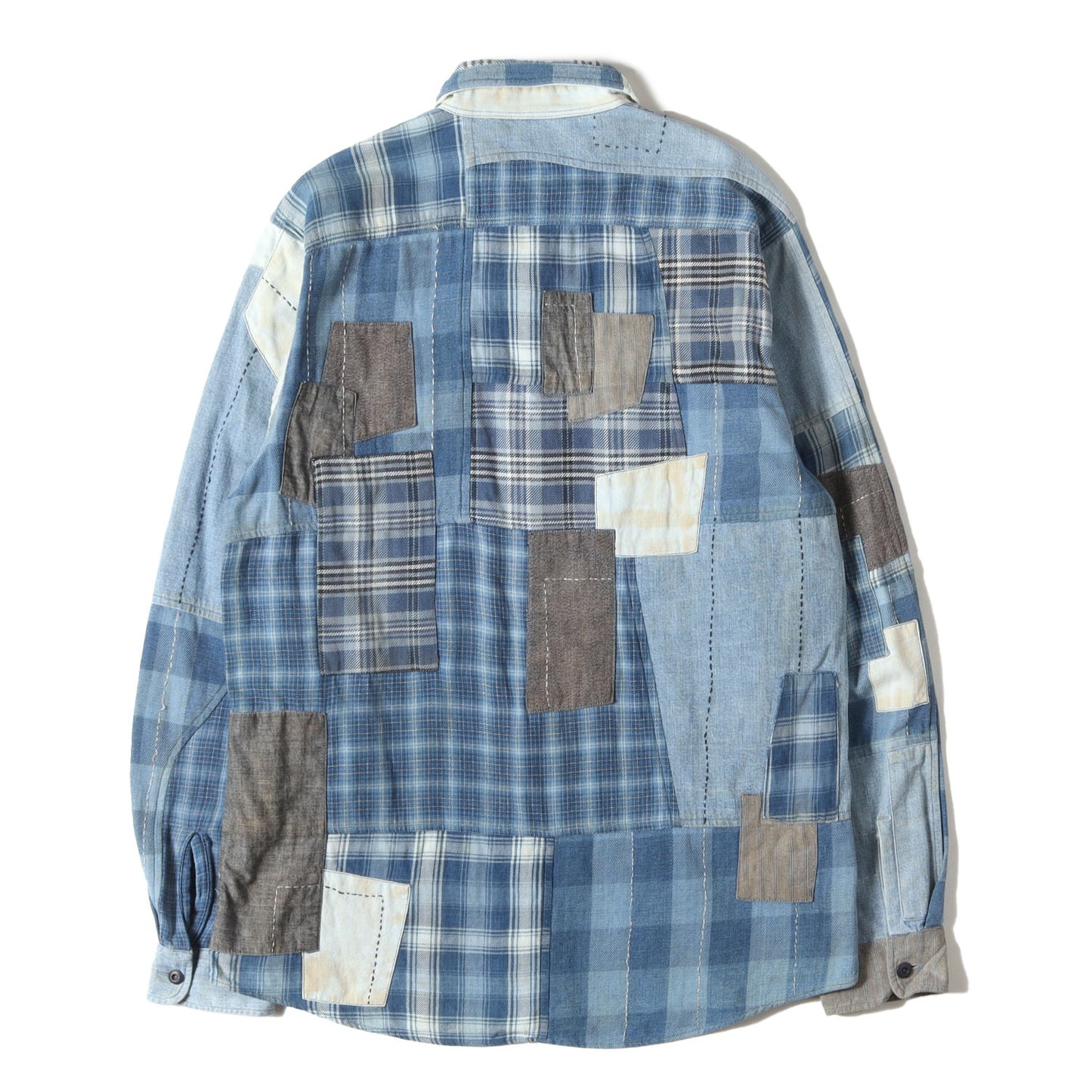 LIMITED EDITION 112着限定 刺し子 インディゴ染め パッチワーク フランネル シャツ