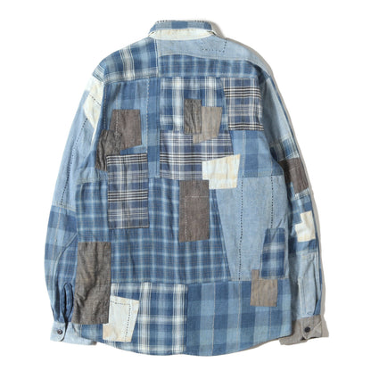 LIMITED EDITION 112着限定 刺し子 インディゴ染め パッチワーク フランネル シャツ