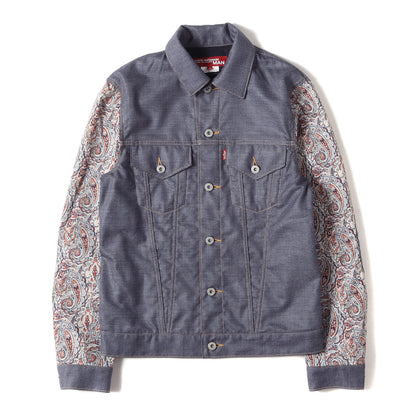 × Levi's ジオメトリック ペイズリー 異素材 切替 トラッカー ジャケット