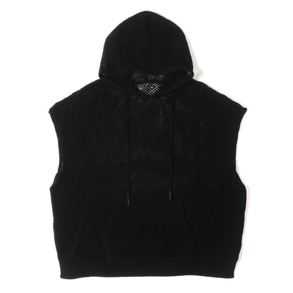 24SS メッシュニット スリーブレス パーカー (Heavy Mesh Knit Nosleeve Big Hoodie)