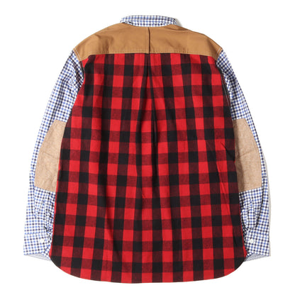 25AW 異素材 切替 クレイジーパターン マルチチェック シャツ (Multi Check Shirt)