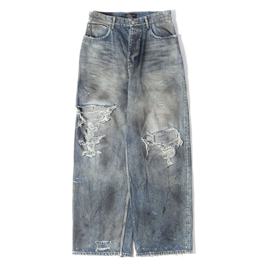 23SS デストロイ加工 バギー デニムパンツ (Distressed Baggy Denim Pants)