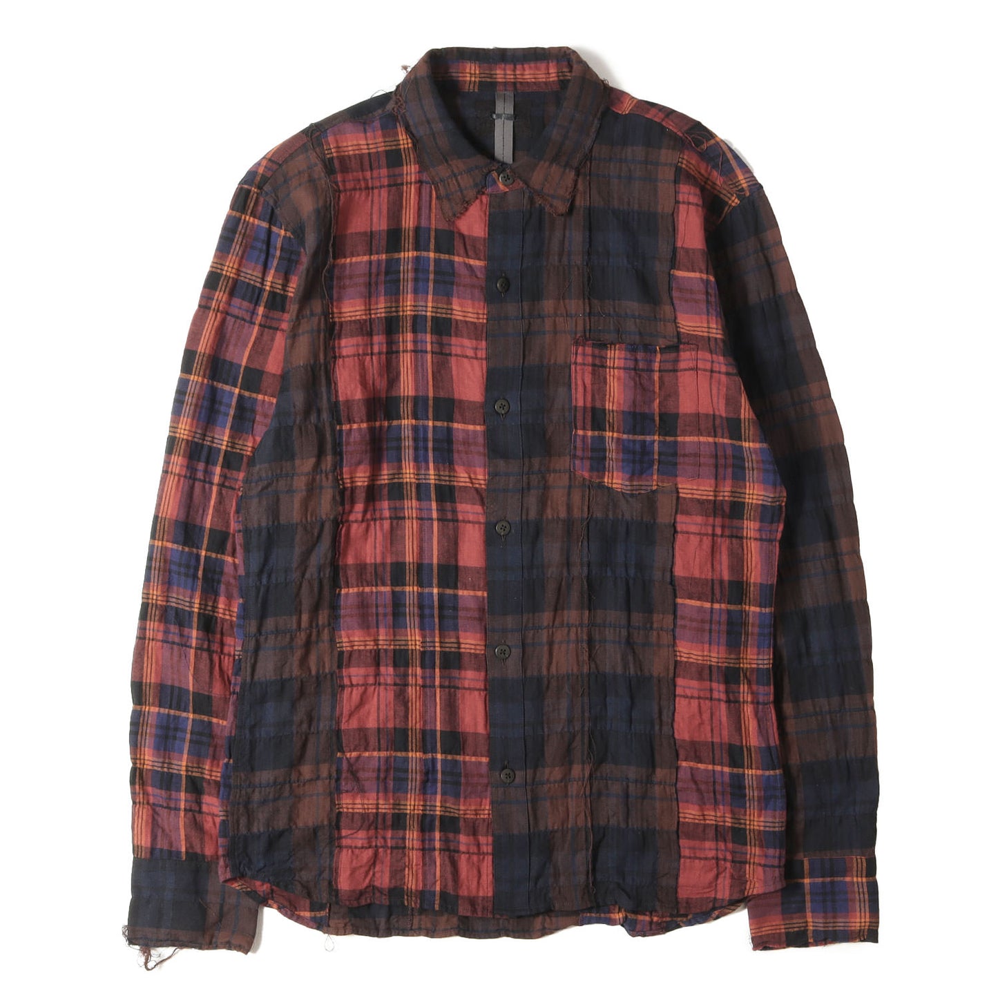 21SS タータンプレイドチェック ティアード ストレッチ シャツ (Tartan Plaid Stretch Cotton Long Sleeved Tiered shirt)